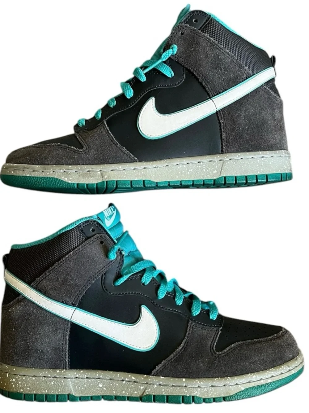 Nike Dunk High Anthracite Turquoise 2012 Sneakers 317982-052‎ Mens Size 9.5